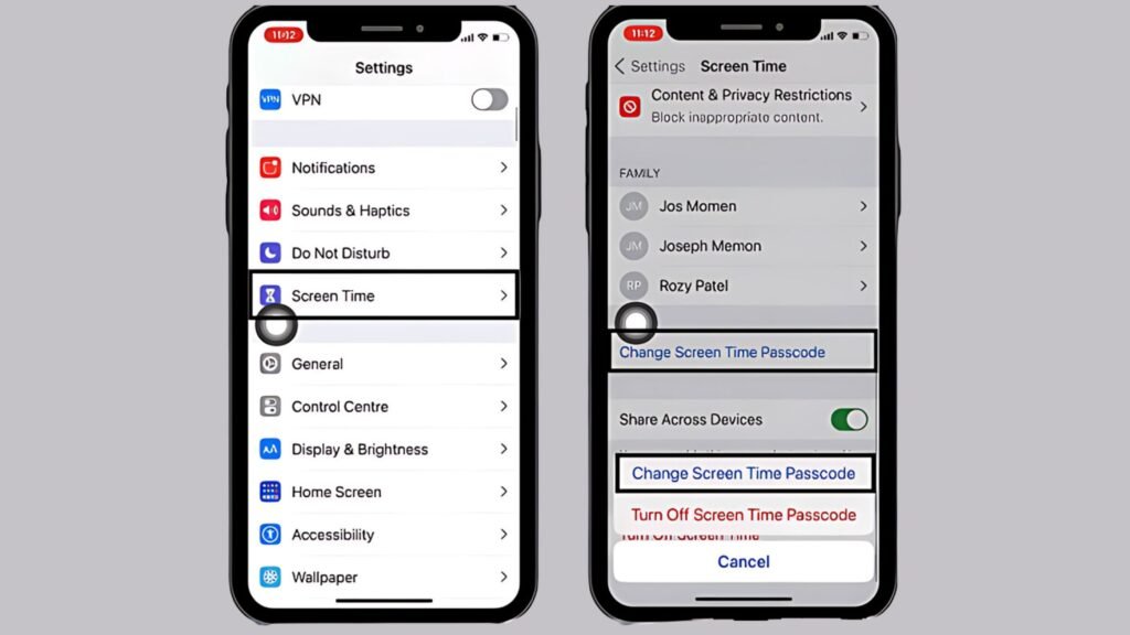 Reset the Screen Time Passcode On IPHONE