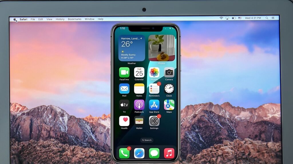 iPhone’s screen showing