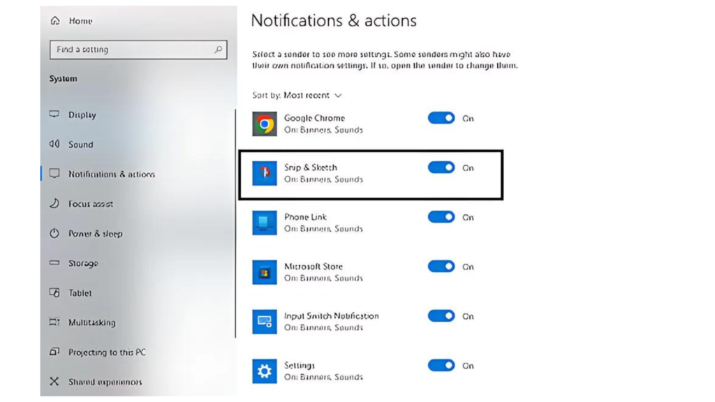 Turn On Snip & Sketch Notifications