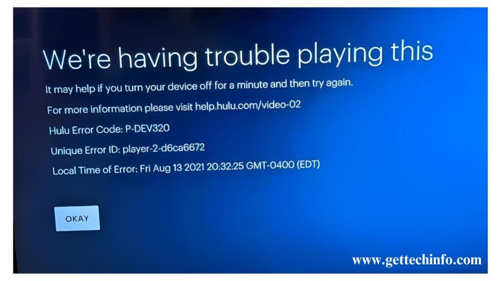 Get Hulu Error Code P-DEV320