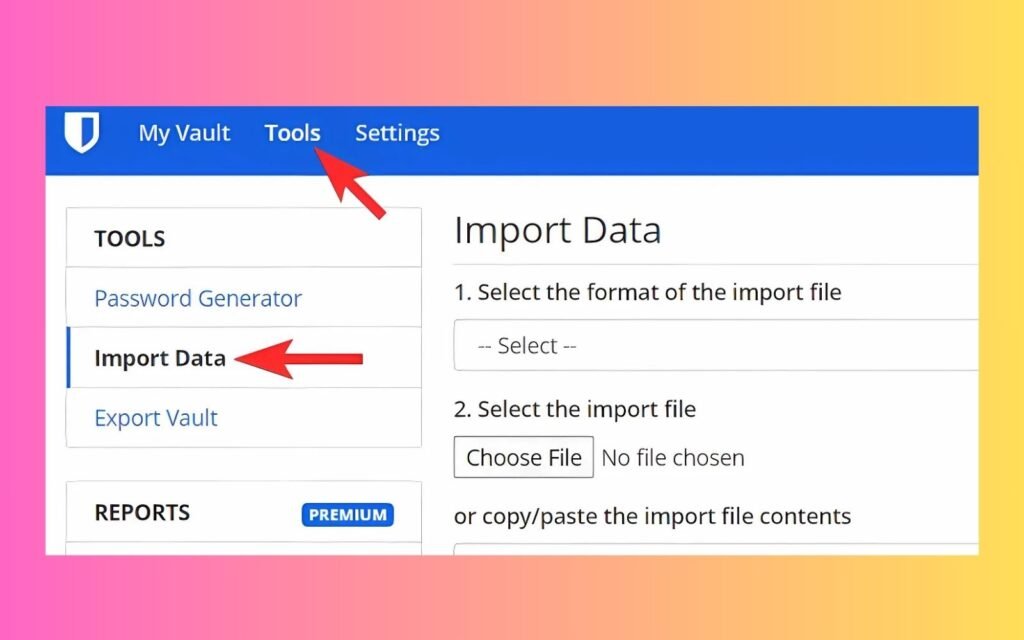 Tools” -> “Import Data